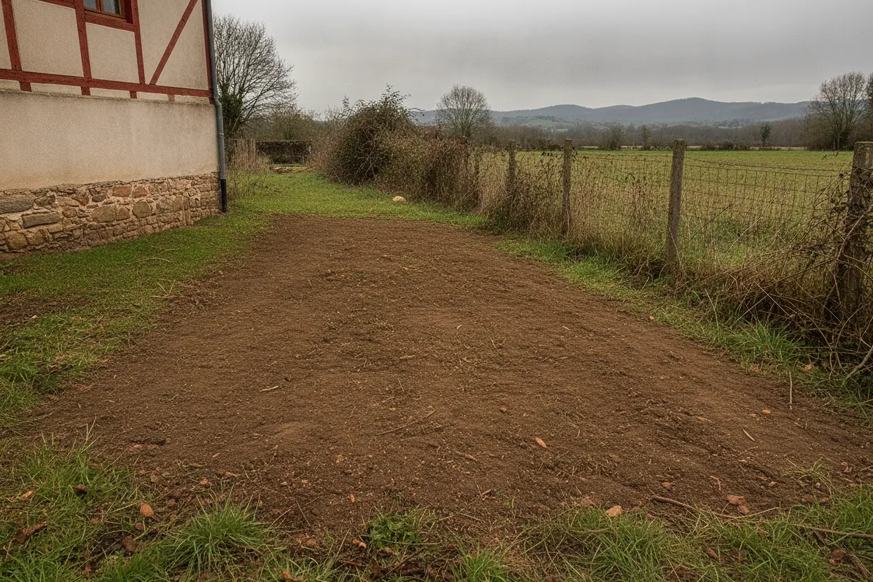 Terrain ratissé et sol nivelé après rognage de souche et évacuation complète à Bayonne