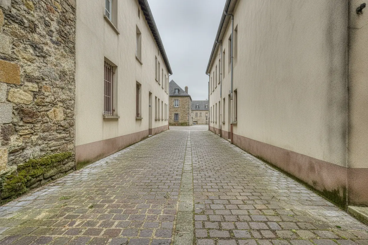Passage pavé entièrement dégagé et balayé après évacuation des déchets verts à Bayonne